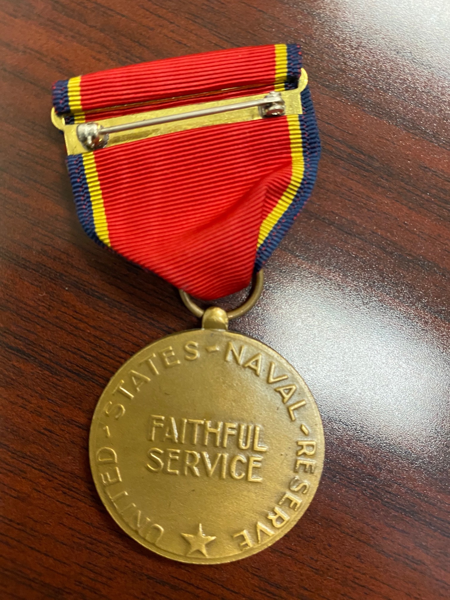 Leo's Faithful Service medal - back, inscribed United States Naval Reserve Faithful Service